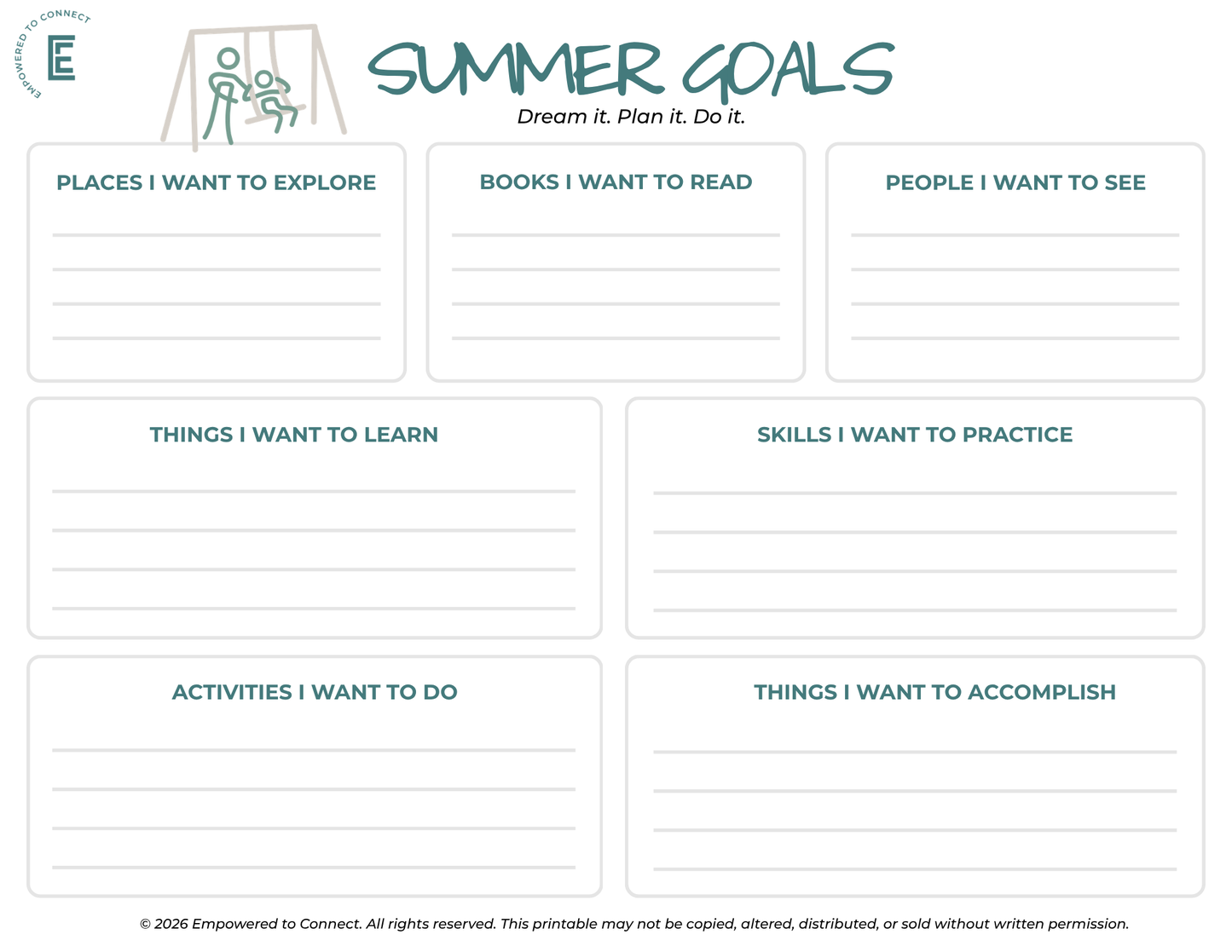 Summer Goals |  Digital Resource