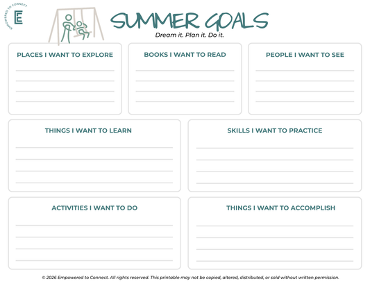 Summer Goals |  Digital Resource